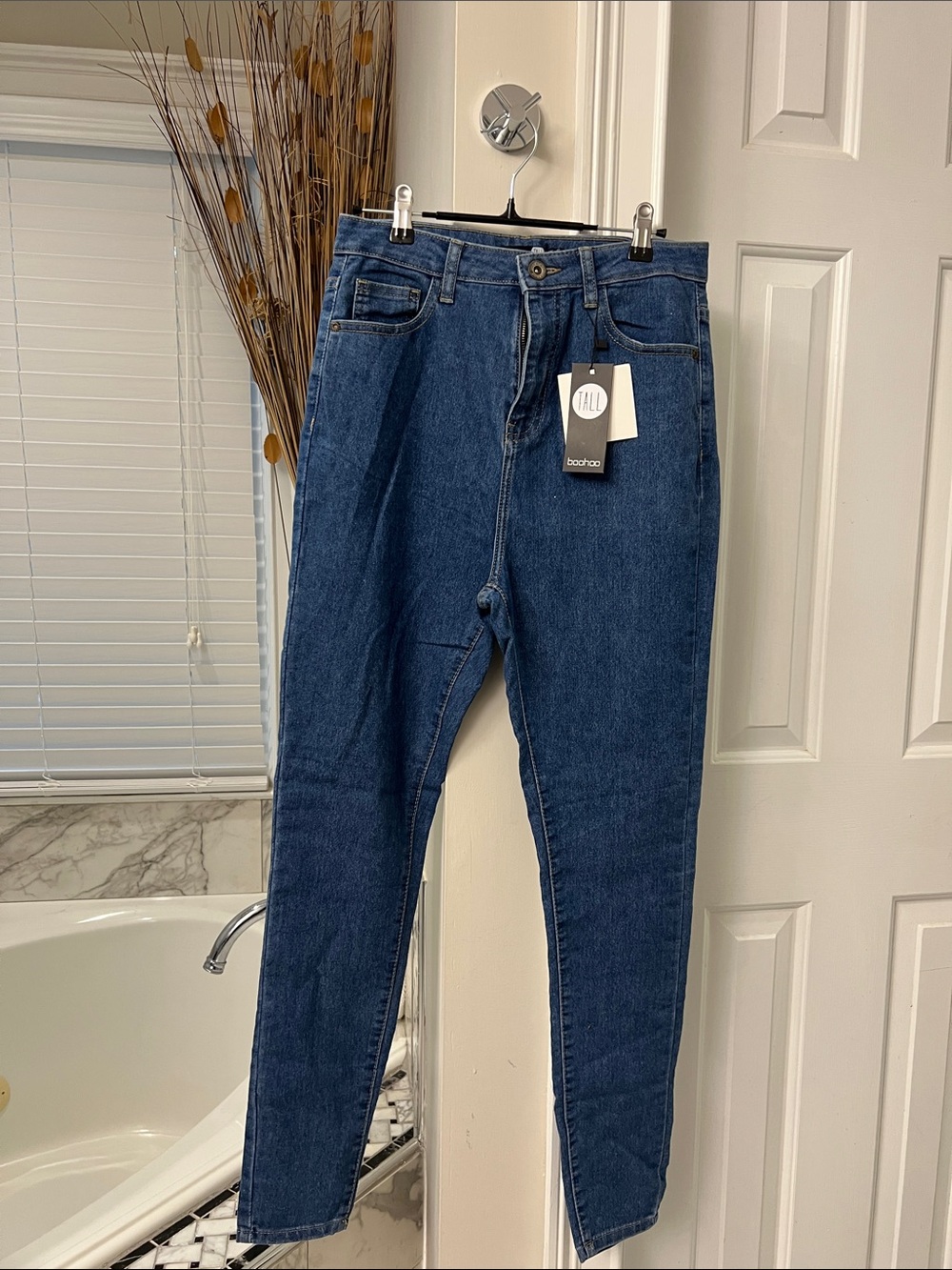 Boohoo Tall Women's Medium Blue High-Rise Denim Jeans- Long Fit